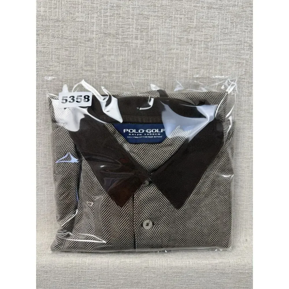 Polo Golf Ralph Lauren Polo Shirt Men’s M Brown Herringbone Pima Cotton Peru